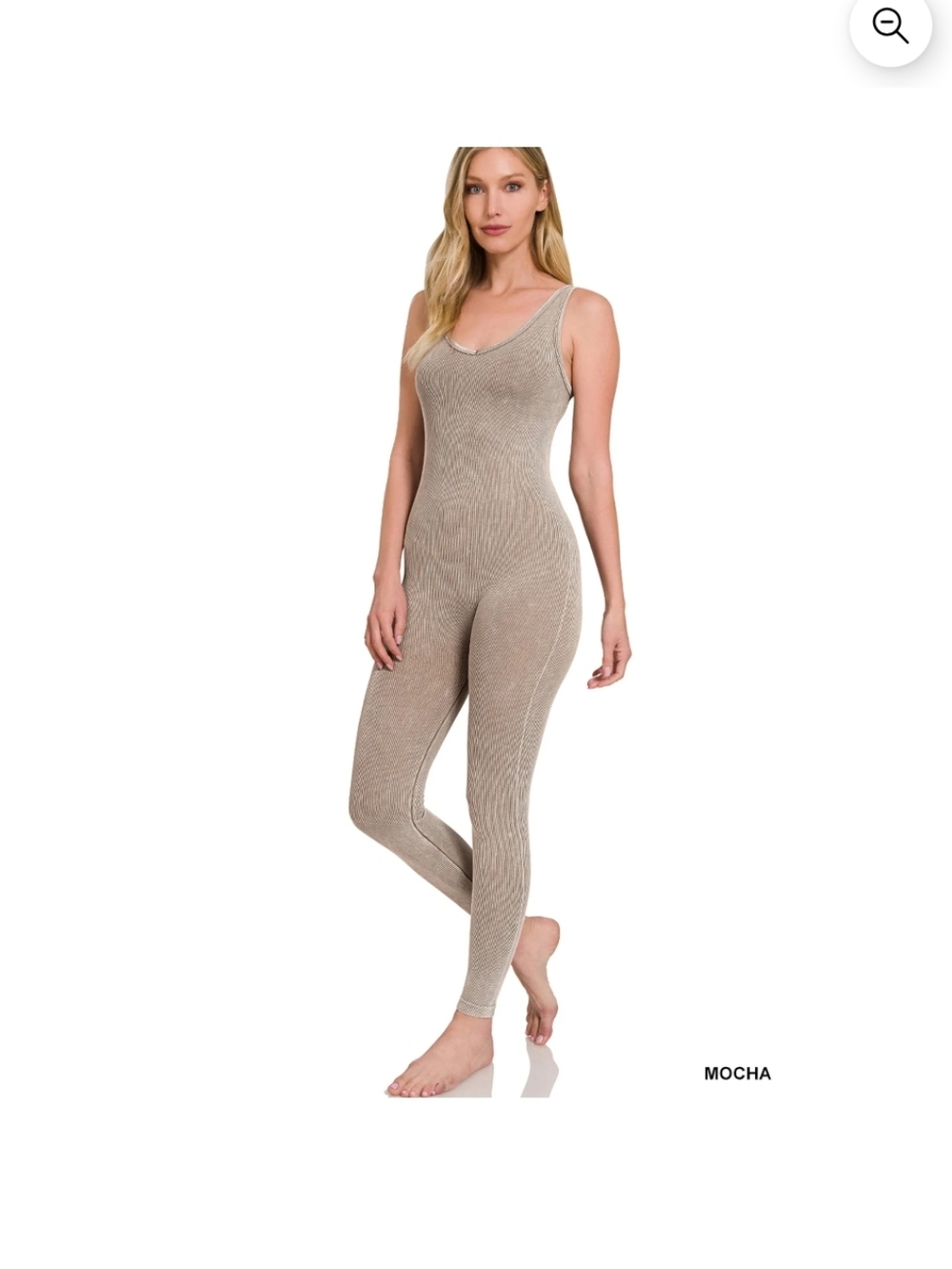 Zenana Outfitters Mocha Ribbed Tank Jumpsuit
